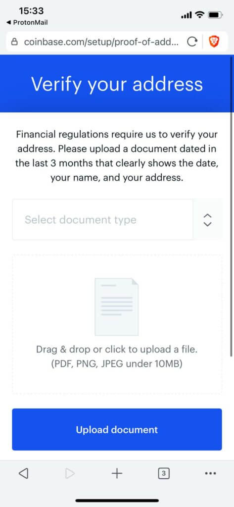 time to verify your address at coinbase
