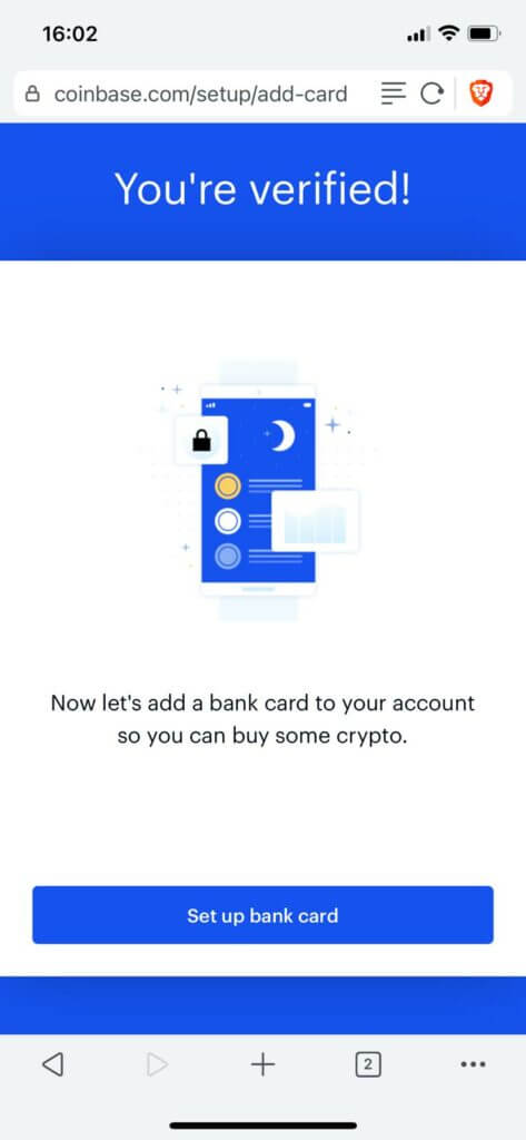 your verified on coinbase and can now deposit