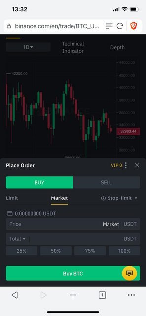 click on "Buy BTC" and you have bought your first cryptocurrency on binance